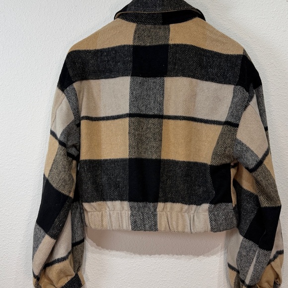 Ashley By 26 International Cropped Plaid tan Rider Jacket size Medium - Picture 5 of 7